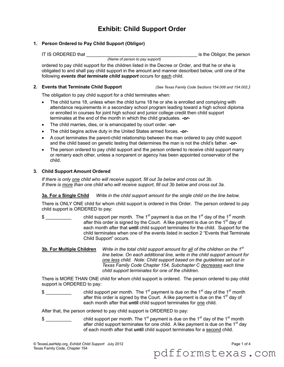 Get Child Support Texas Form