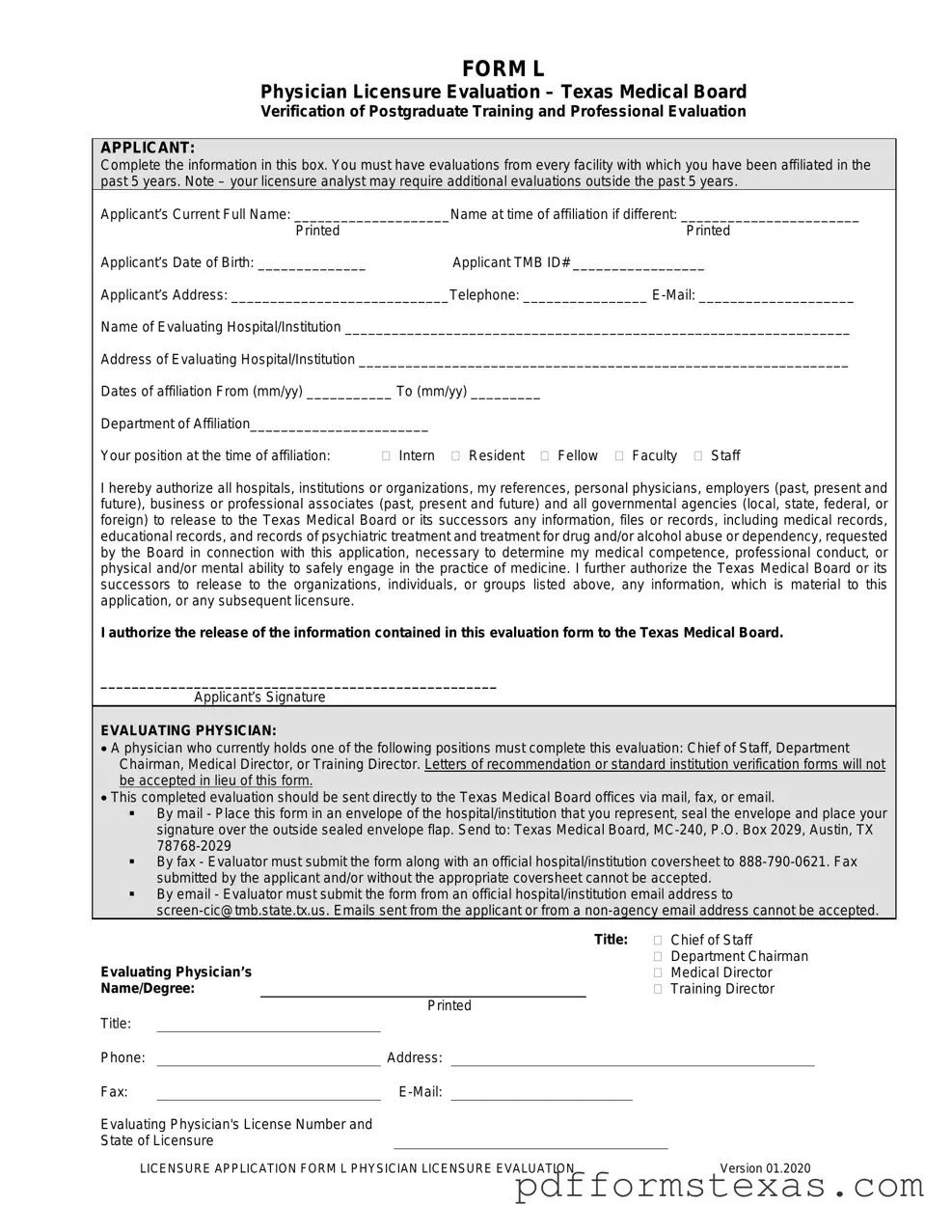 Get L For Texas Medical Board Form
