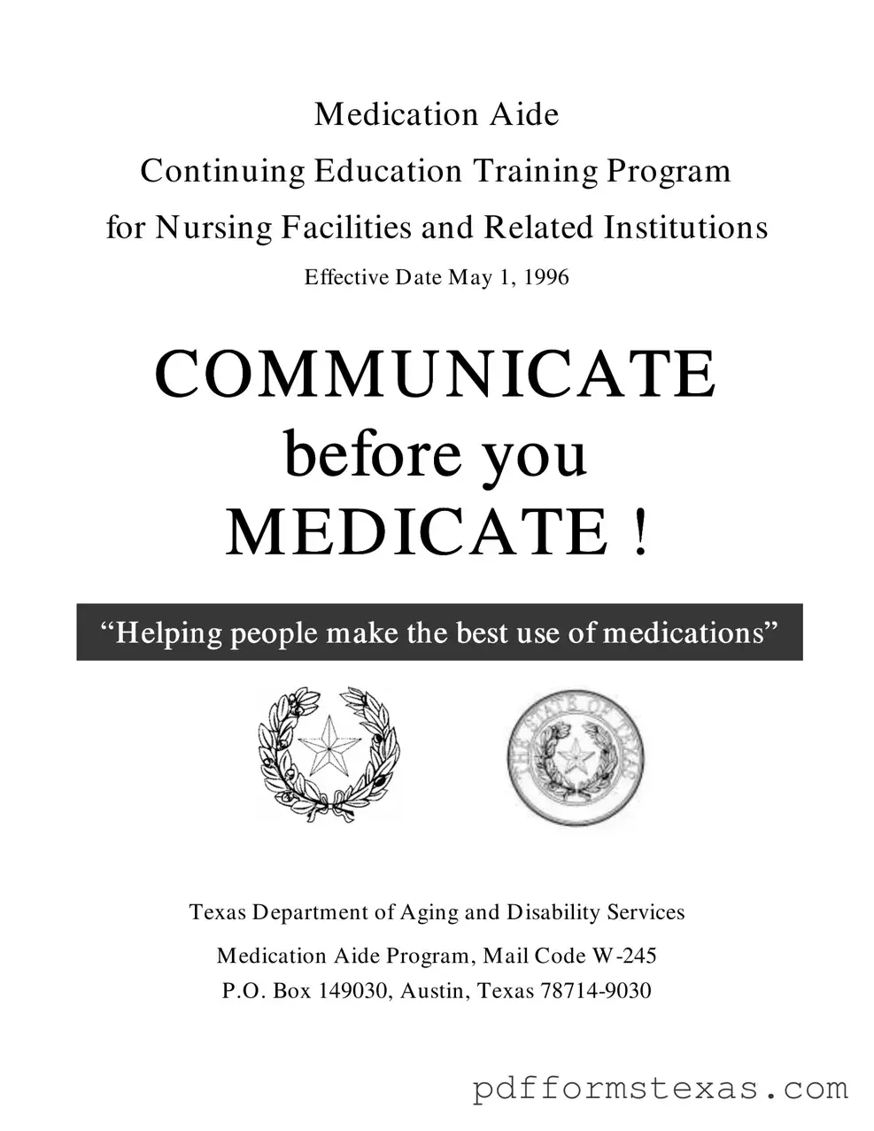 Get Medication Aide Renewal In Texas Form