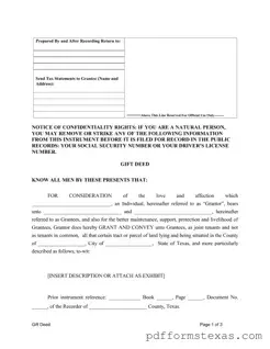 Get Gift Deed Texas Form