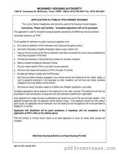 Get Housing Authority Of Mckinney Texas Form