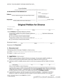 Get Texas Law Help FM-DivC-100 Original Petition for Divorce Set C Form