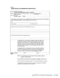 Get Texas Sales Tax Exemption Certificate Form
