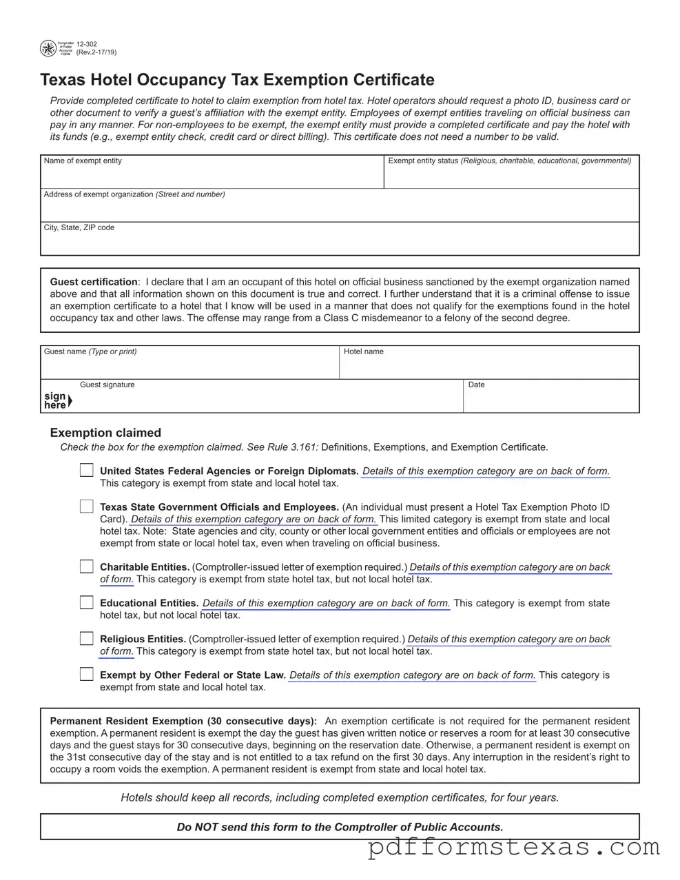 Get Texas 12 302 Form
