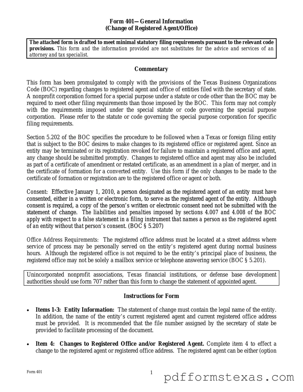 Get Texas 401 Form