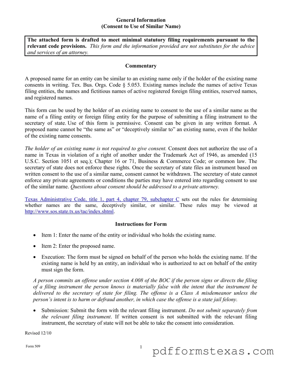Get Texas 509 Form