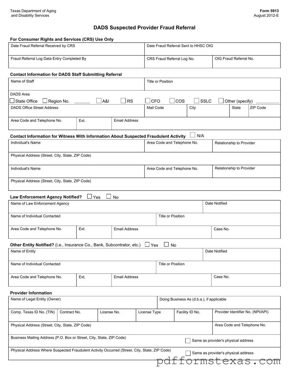 Get Texas 5913 Form