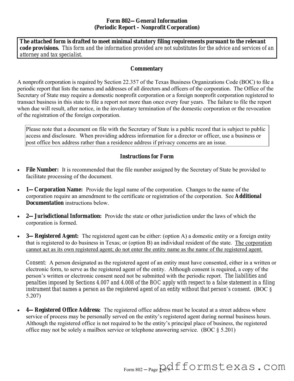 Get Texas 802 Form