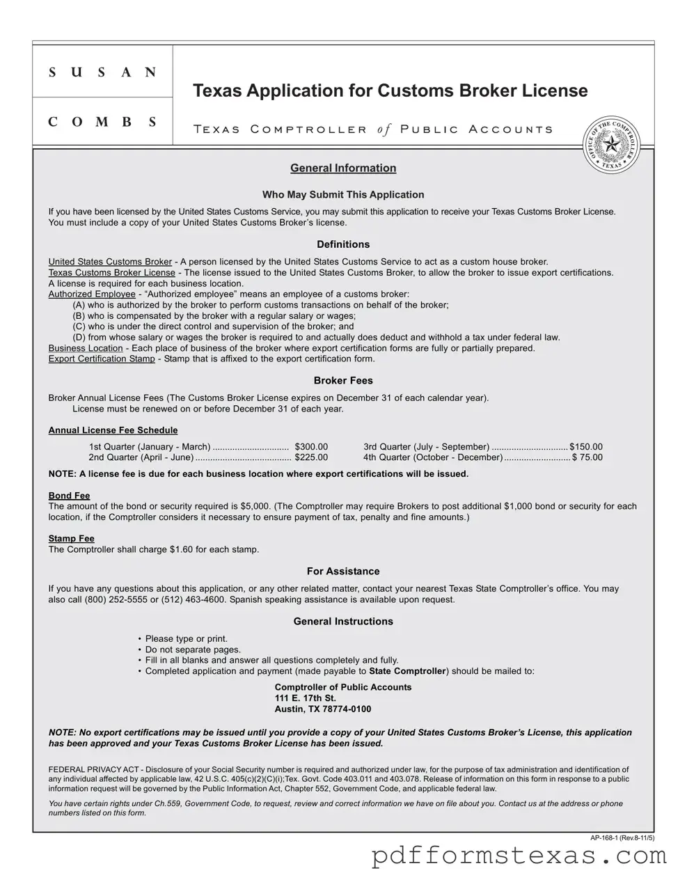 Get Texas Ap 168 Form