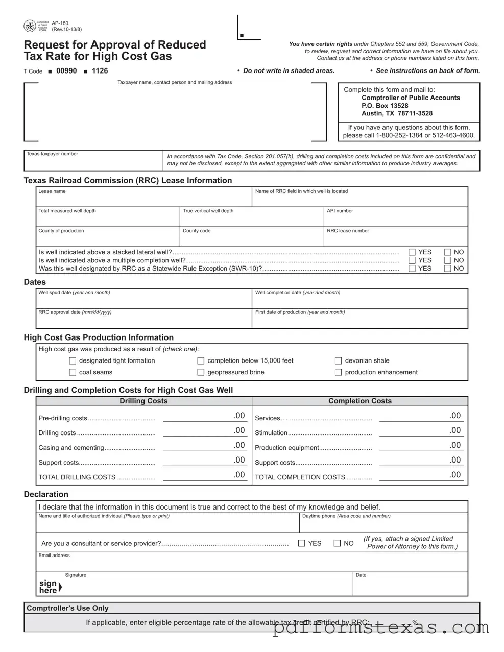 Get Texas Ap 180 Form