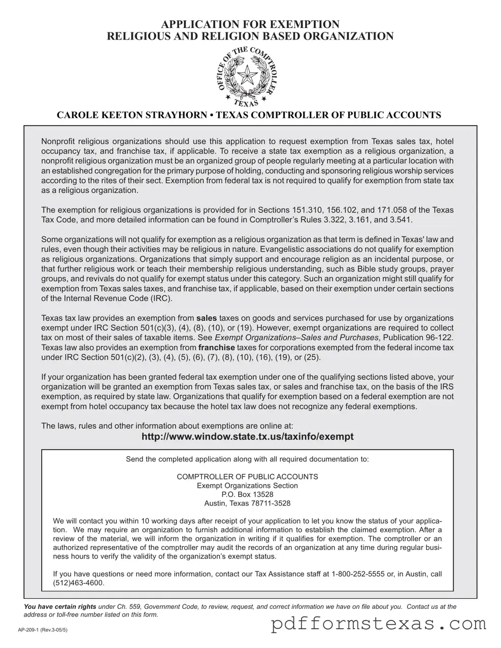 Get Texas Ap 209 Form