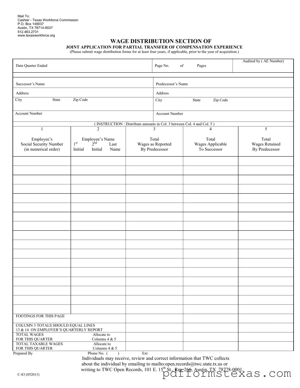 Get Texas C 83 Form