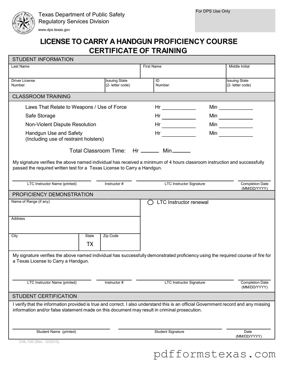 Get Texas Chl 100 Form