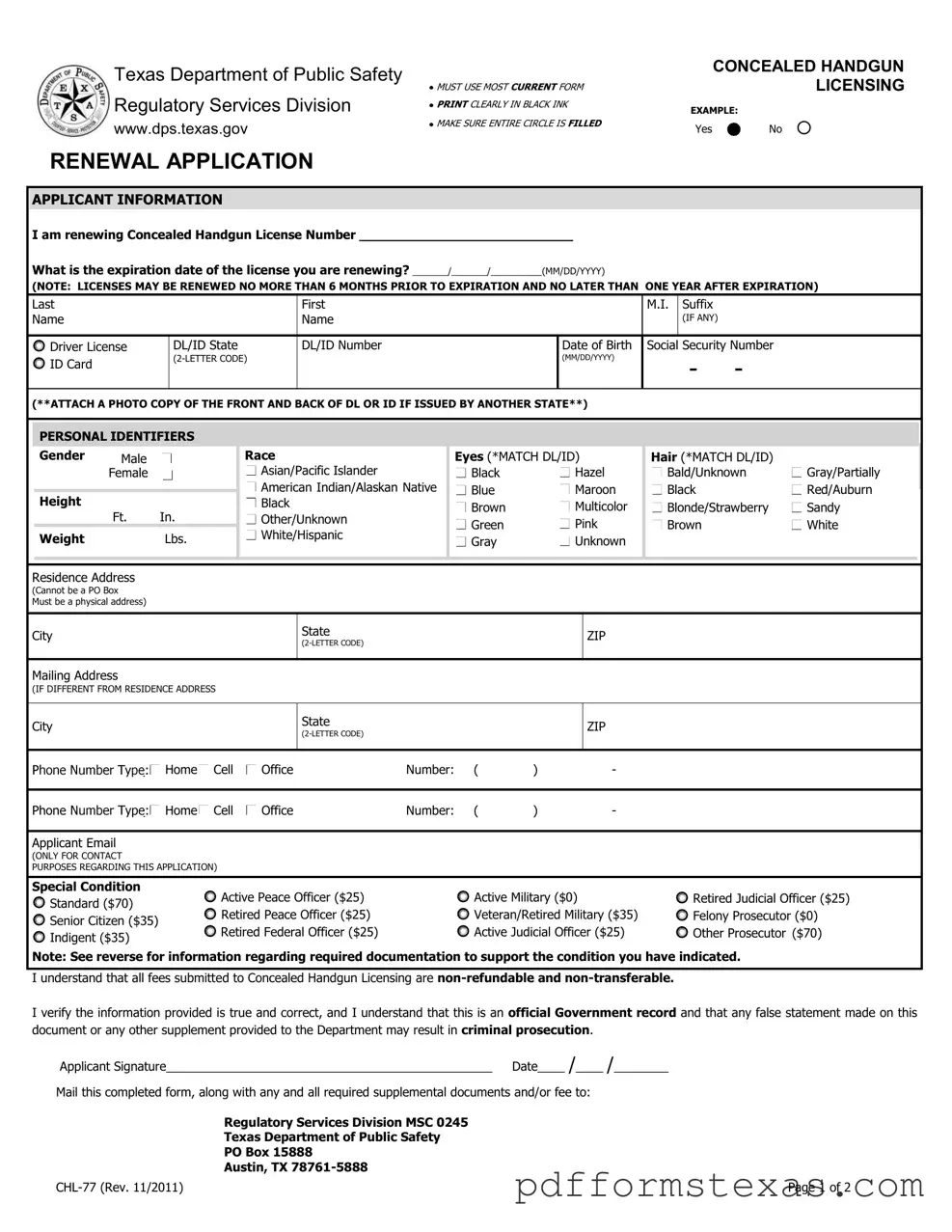 Get Texas Chl 77 Form