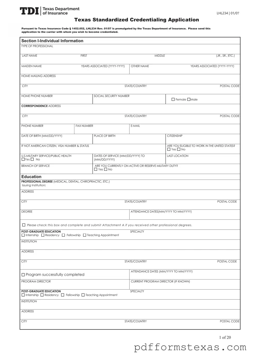 Get Texas Credentialing Application Form