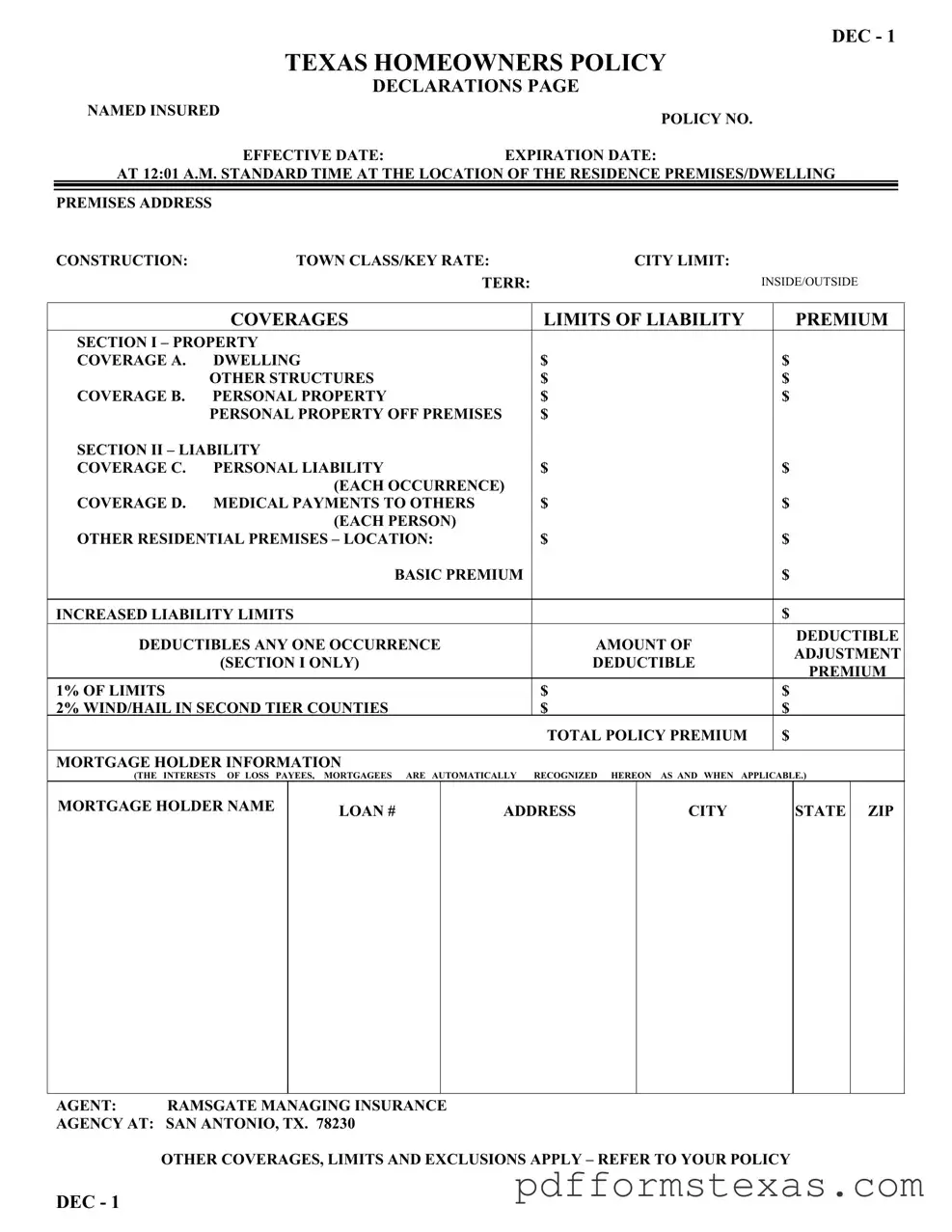 Get Texas Dec 1 Form