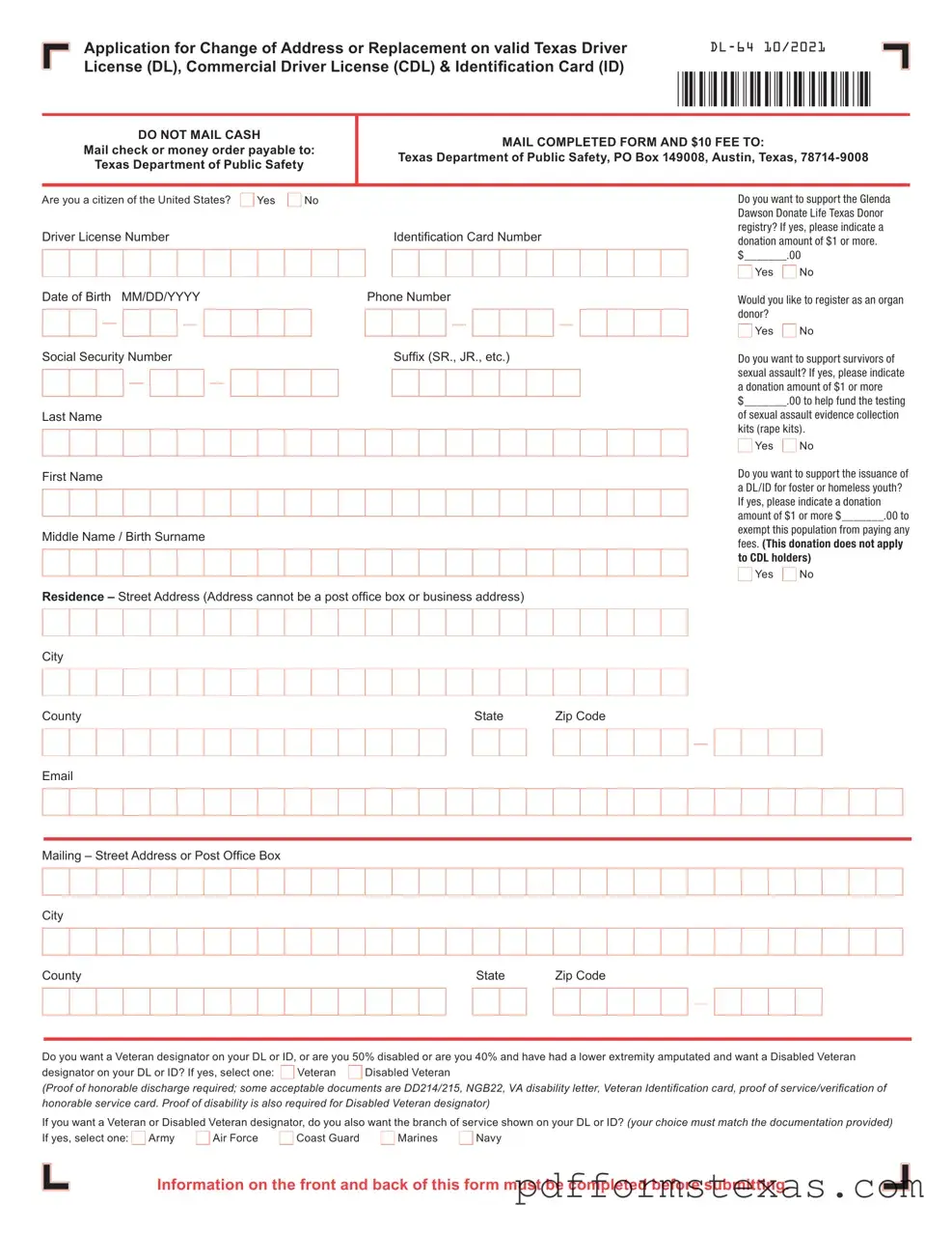 Get Texas Dl 64 Form