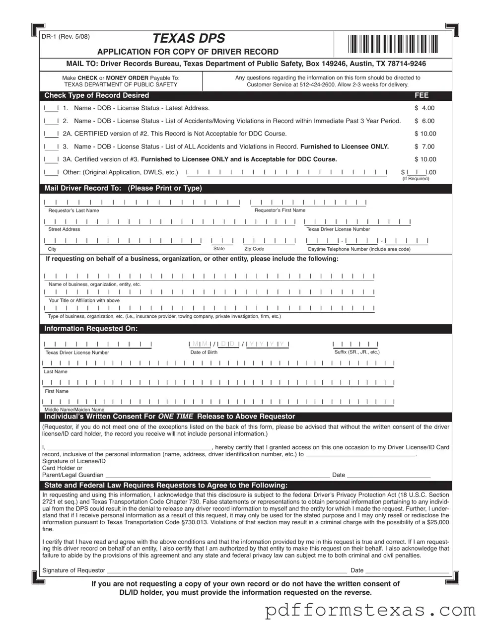Get Texas Dr 1 Form