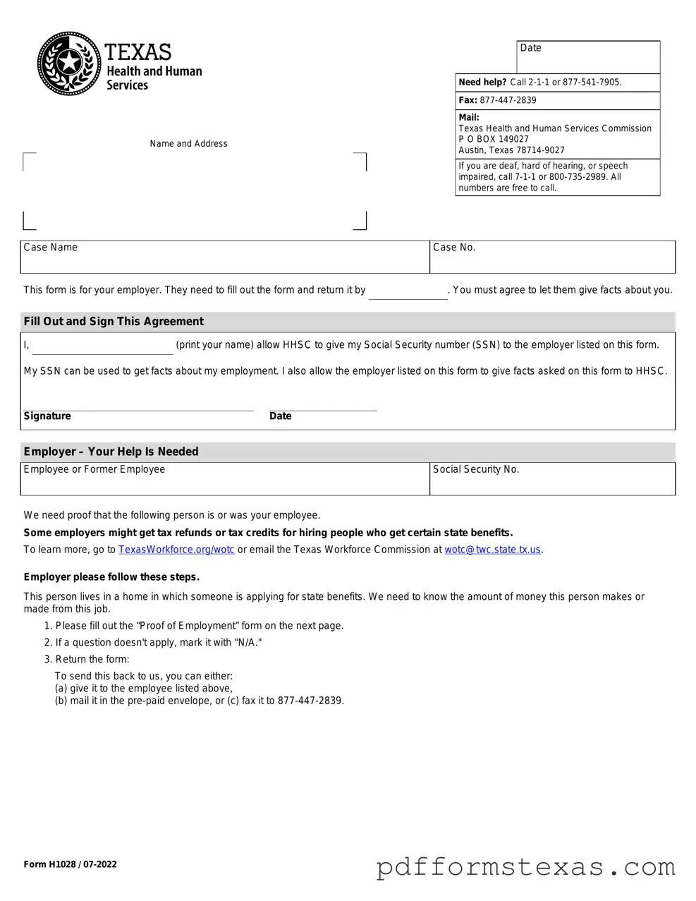 Get Texas Employment Verification Form