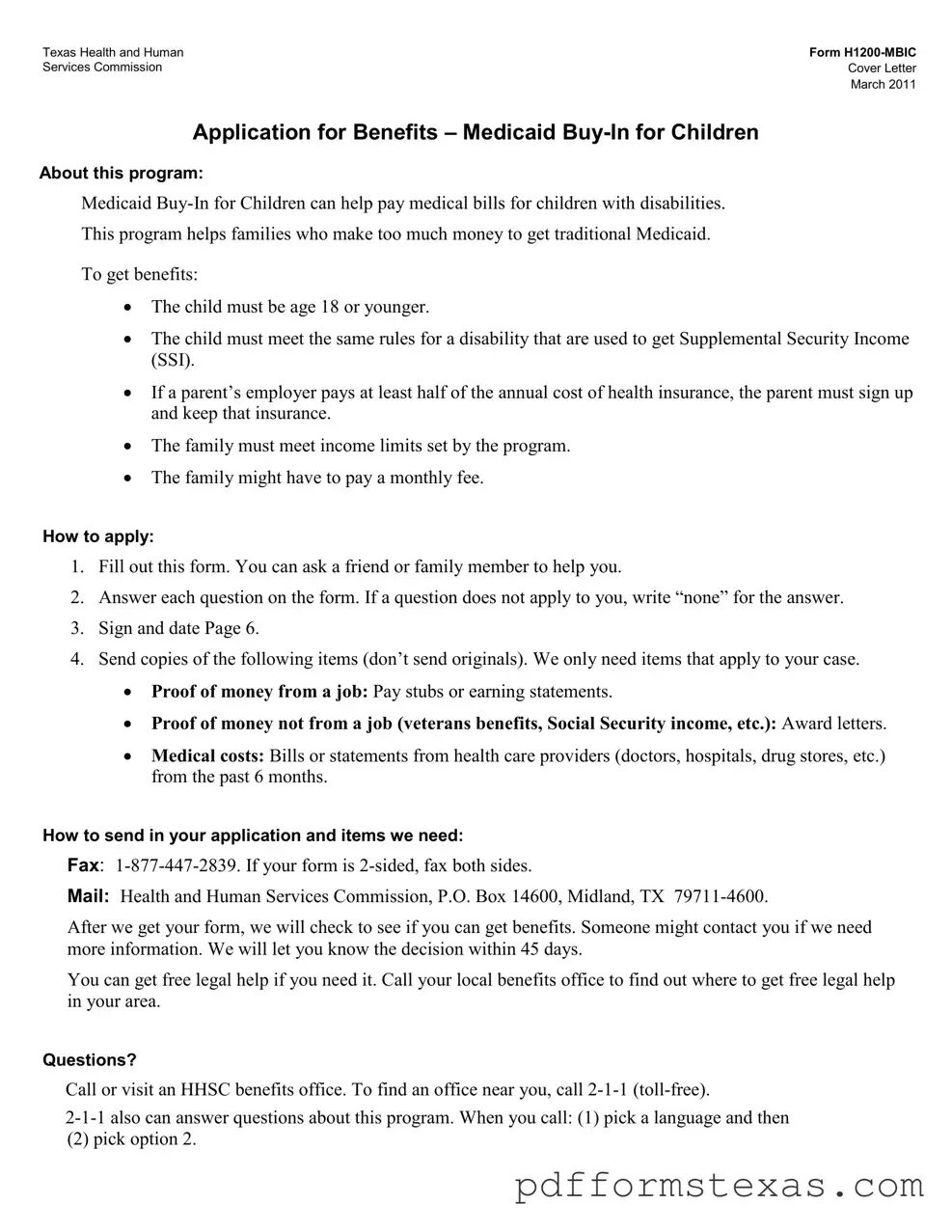 Get Texas H1200 Mbic Form