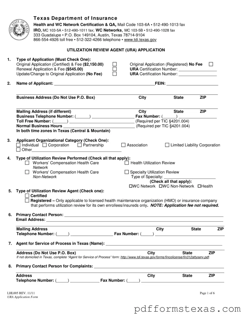 Get Texas Lhl005 Form
