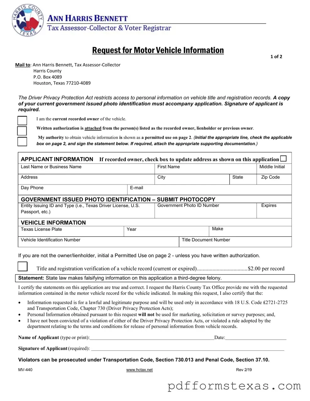 Get Texas Mv 440 Form