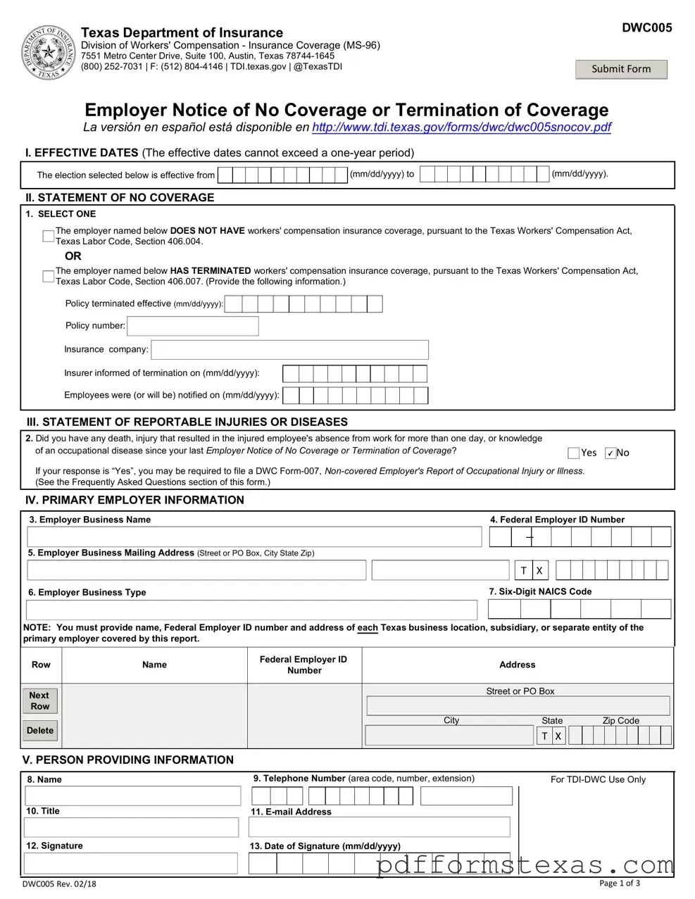 Get Texas Notice Form