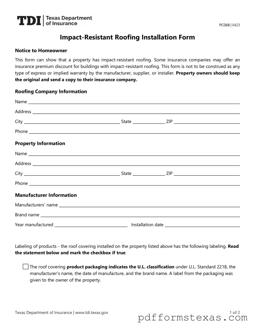Get Texas Pc068 Form