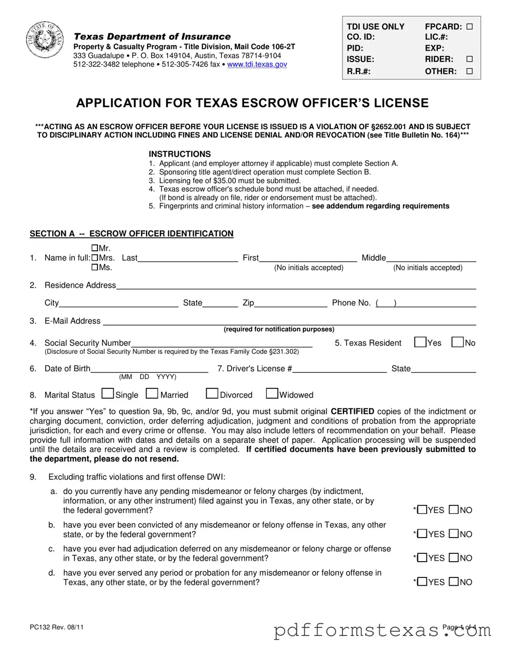 Get Texas Pc132 Form