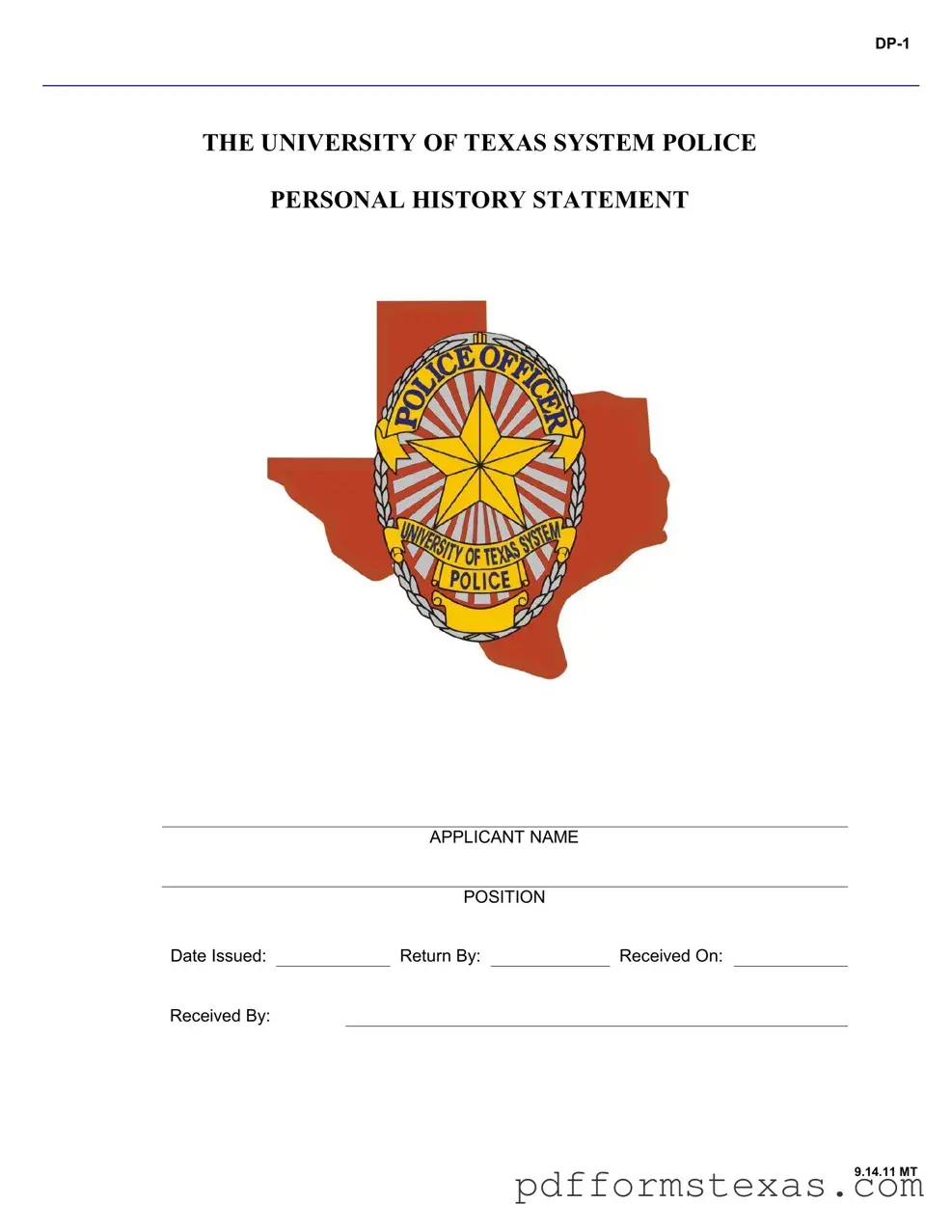 Get Texas Personal History Statement Form