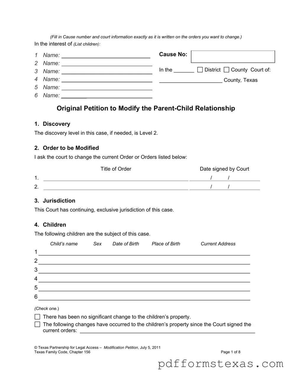 Get Texas Petition Modify Form