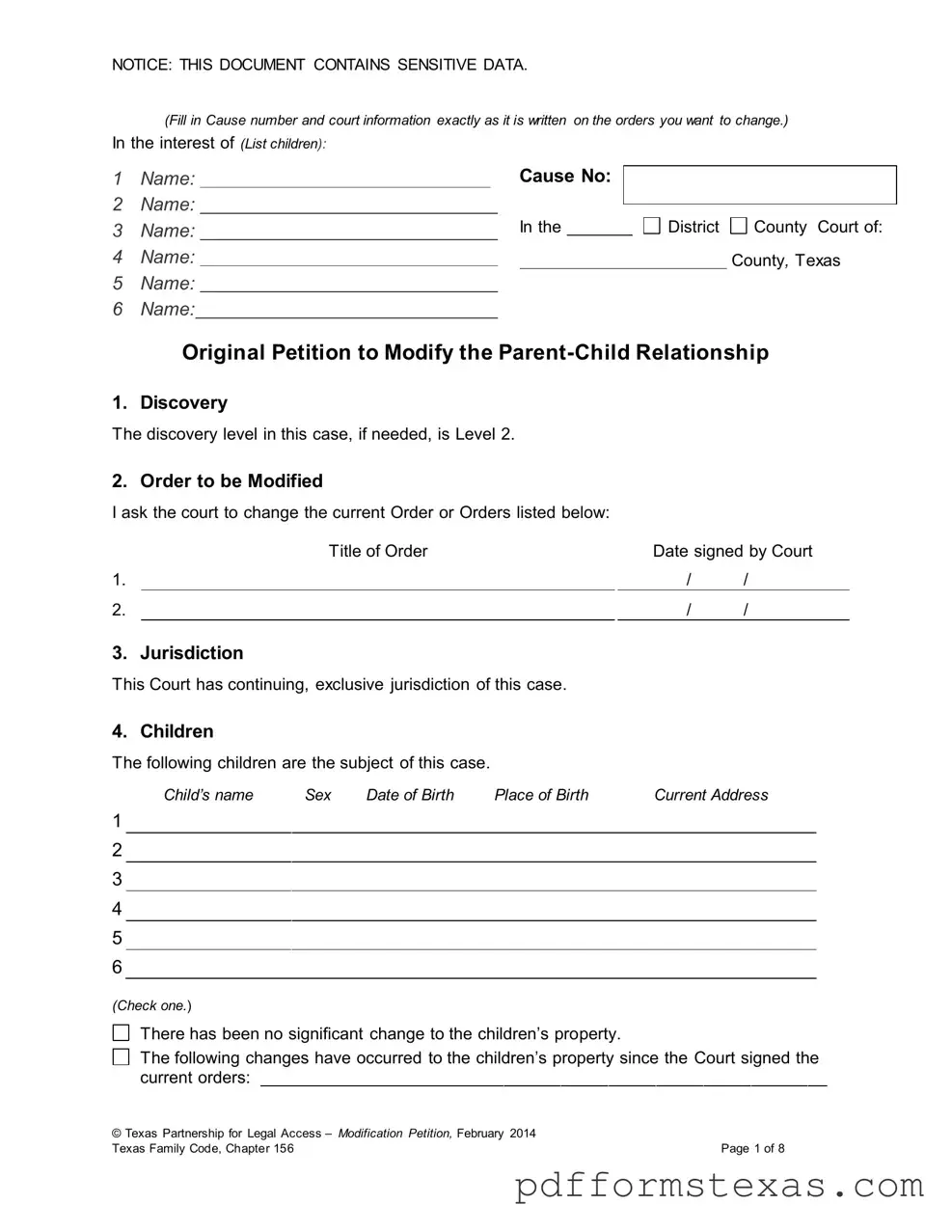 Get Texas Petition To Modify Form