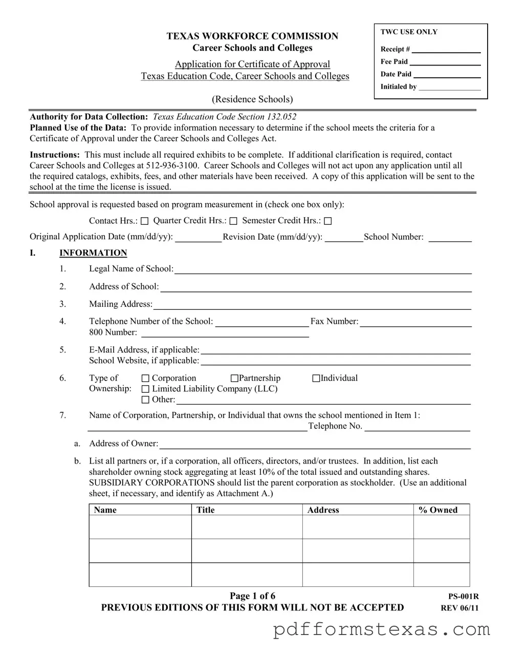 Get Texas Ps 001R Form