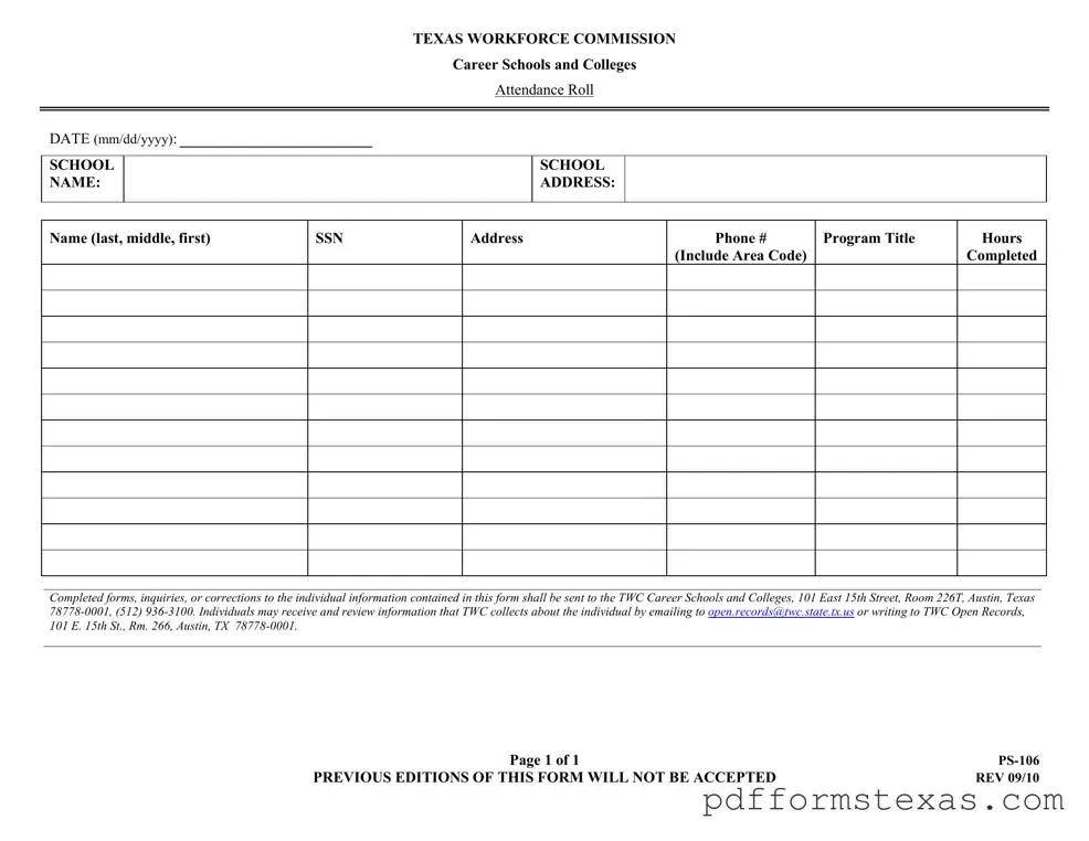 Get Texas Ps 106 Form