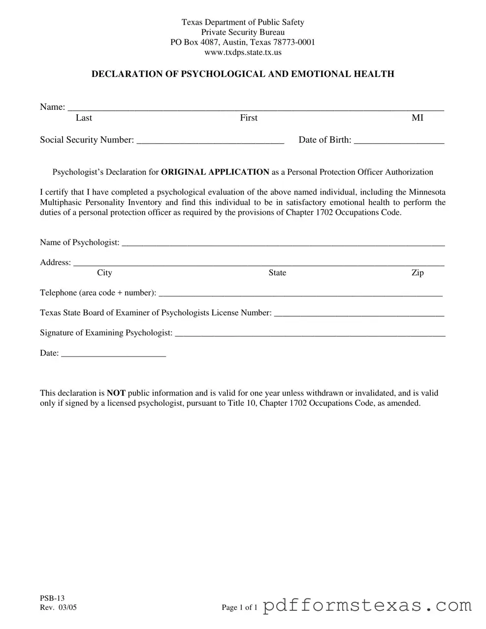 Get Texas Psb 13 Form