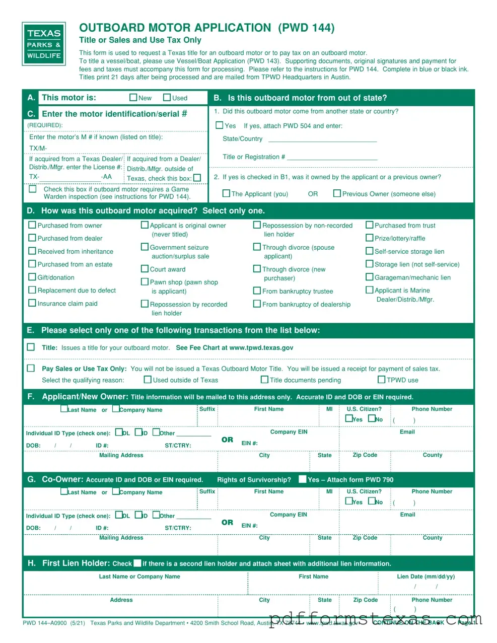 Get Texas Pwd 144 Form