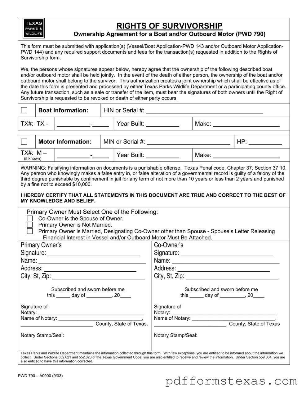 Get Texas Pwd 790 Form