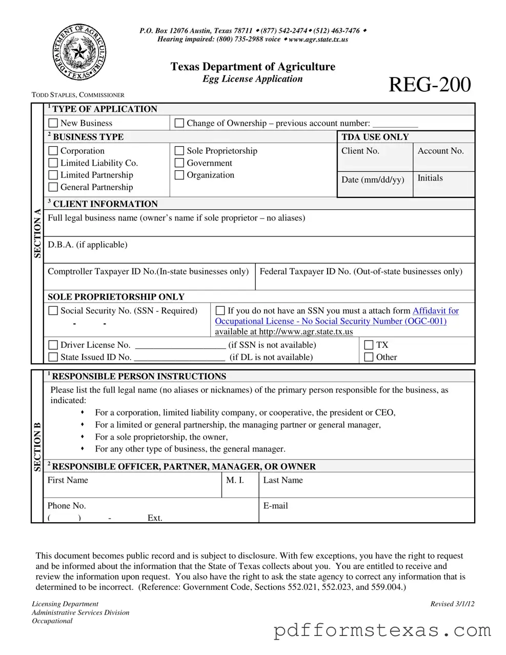 Get Texas Reg 200 Form