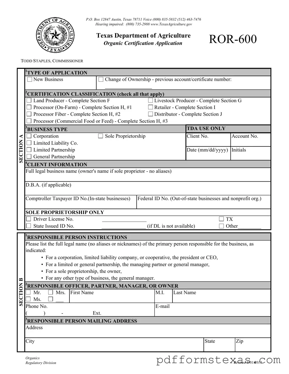 Get Texas Ror 600 Form