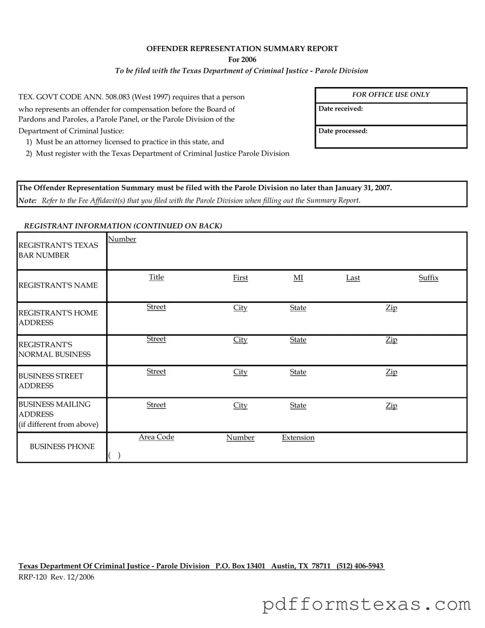 Get Texas Rrp 120 Form