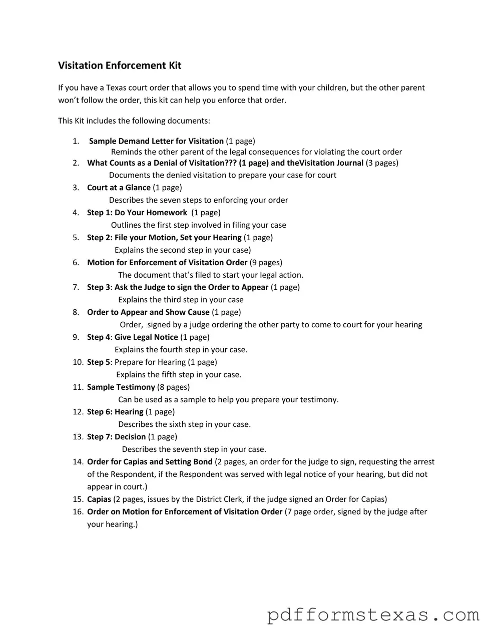Get Texas Visitation Enforcement Form