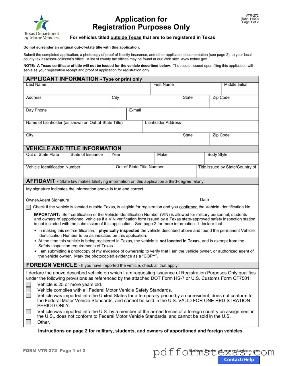 Get Texas Vtr 272 Form