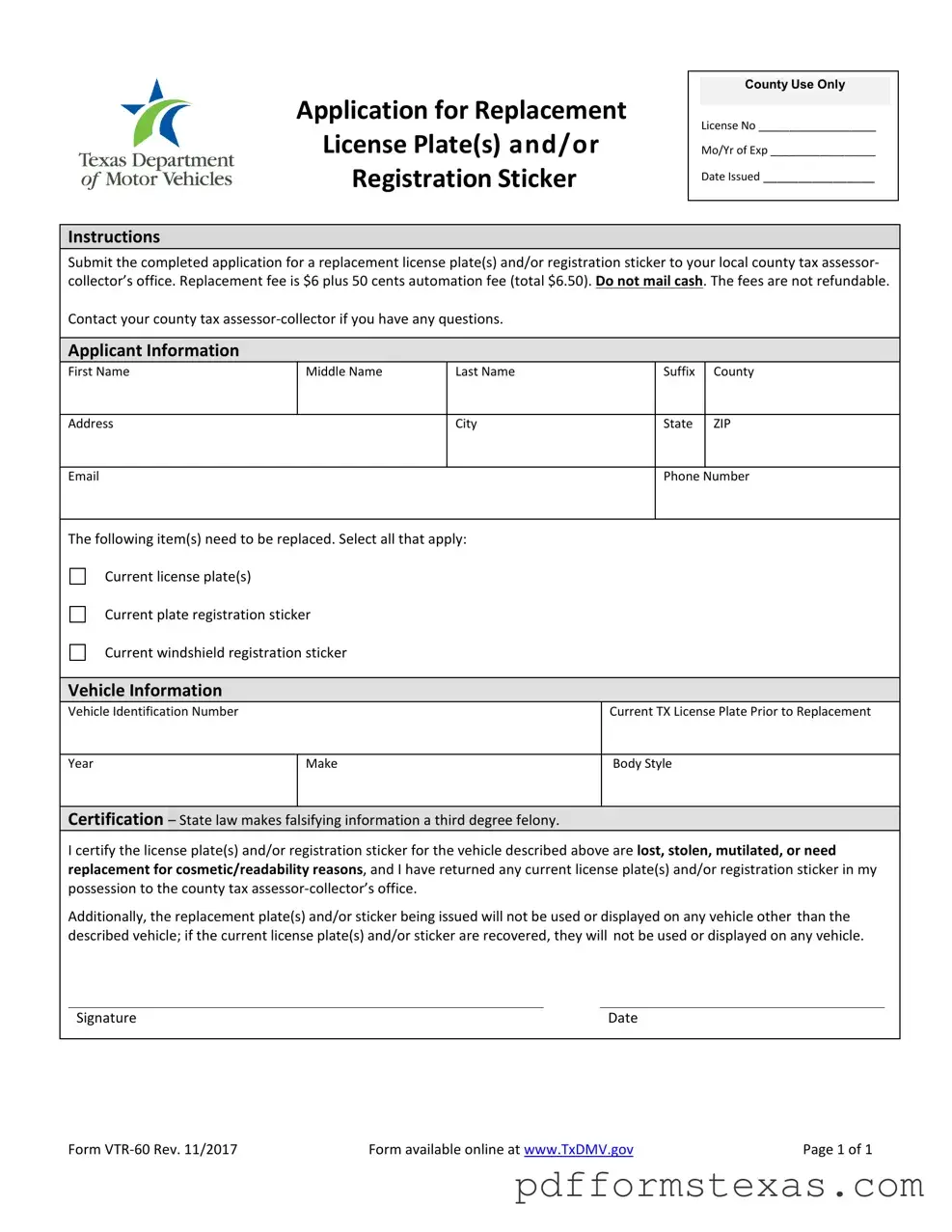 Get Texas Vtr 60 Form