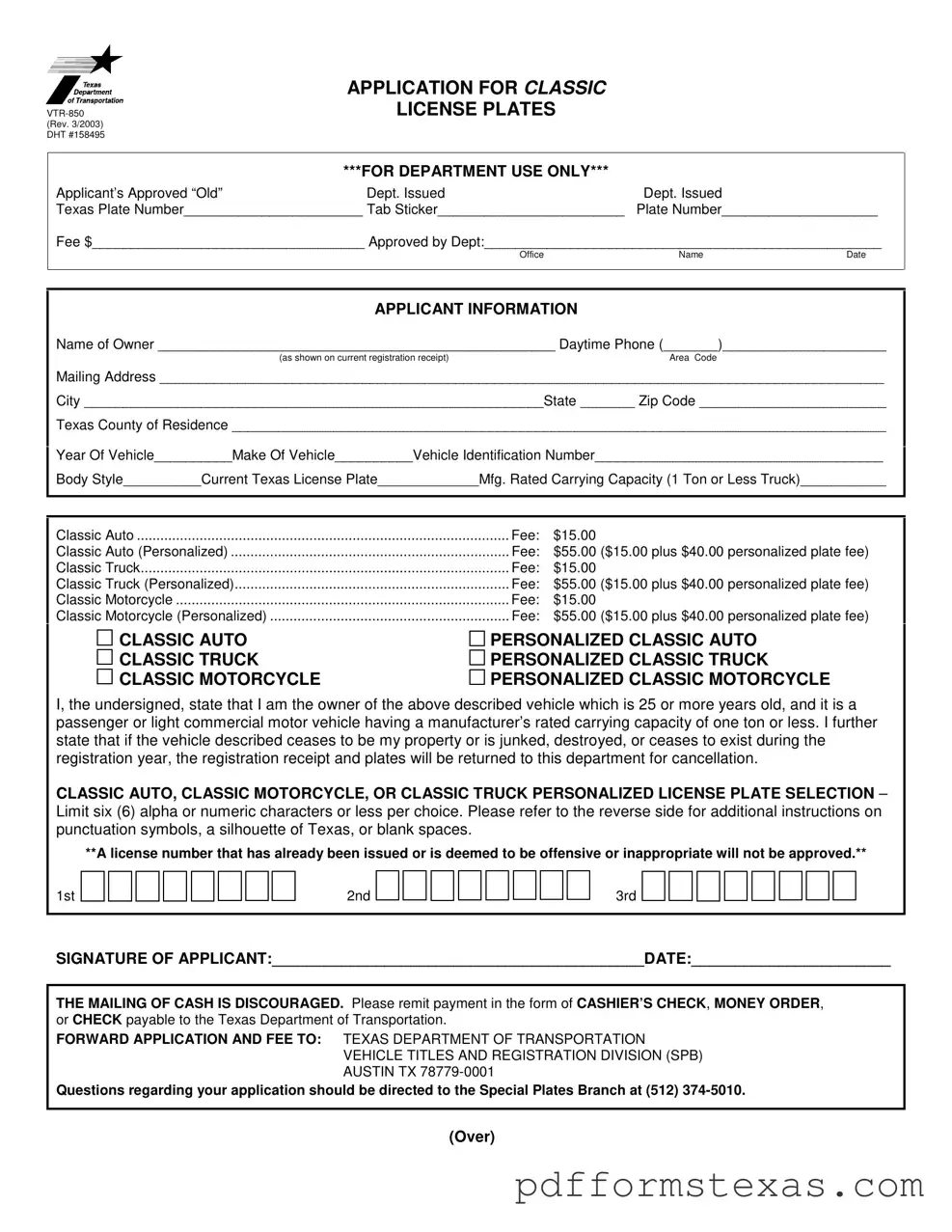 Get Texas Vtr 850 Form
