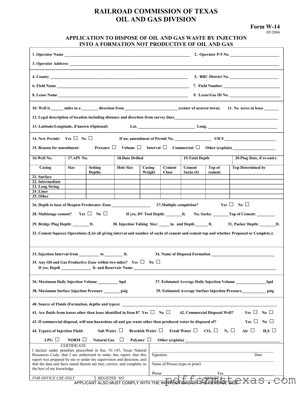 Get Texas W 14 Form