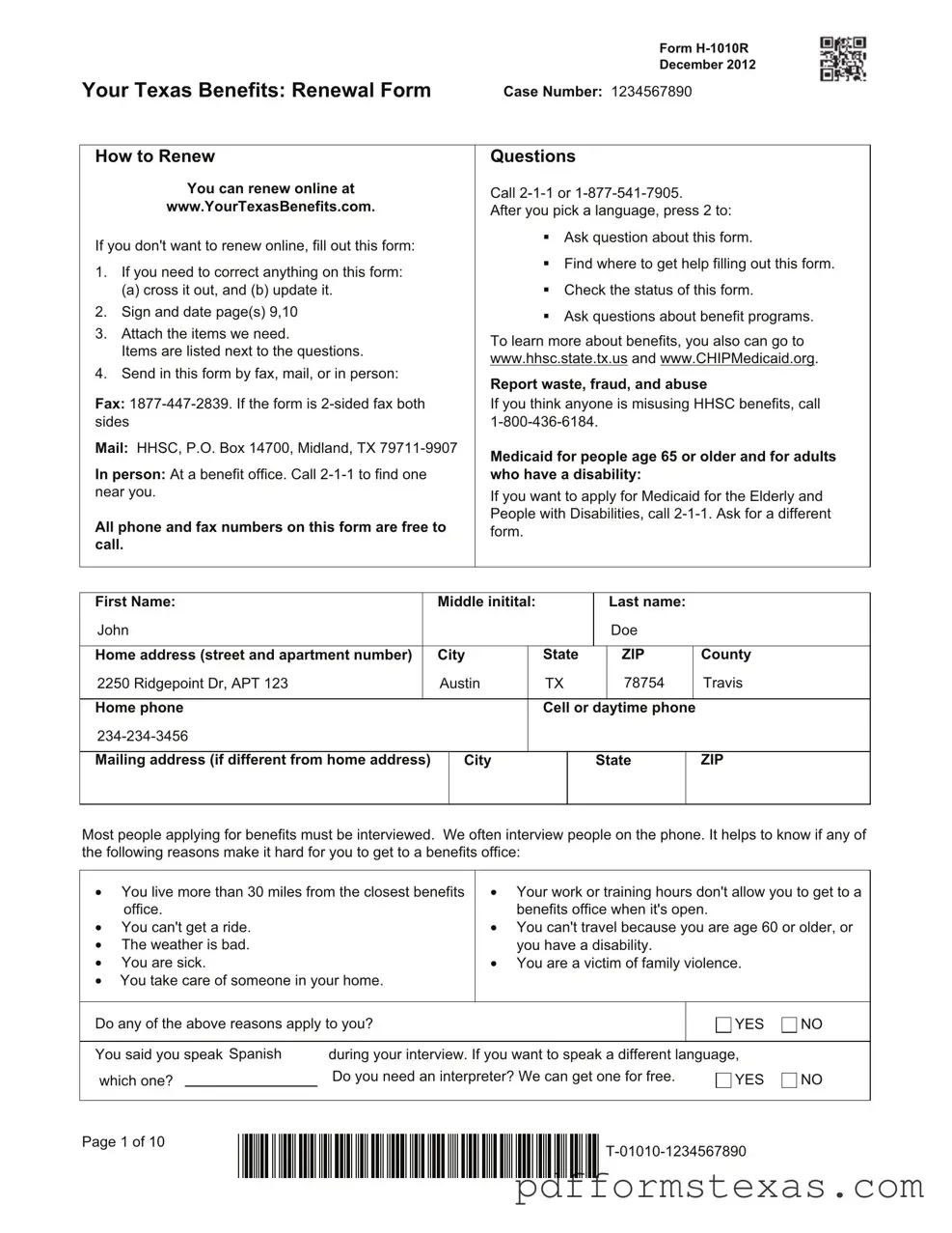 Get Your Texas Benefits Form